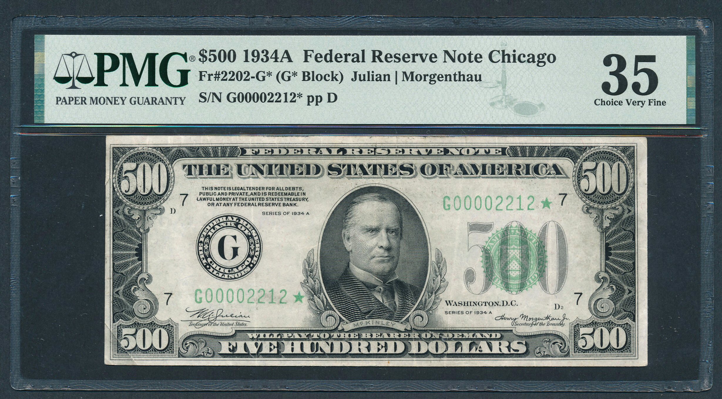 Fr. 2202-G 1934A 500 – Federal Reserve Note - Chicago