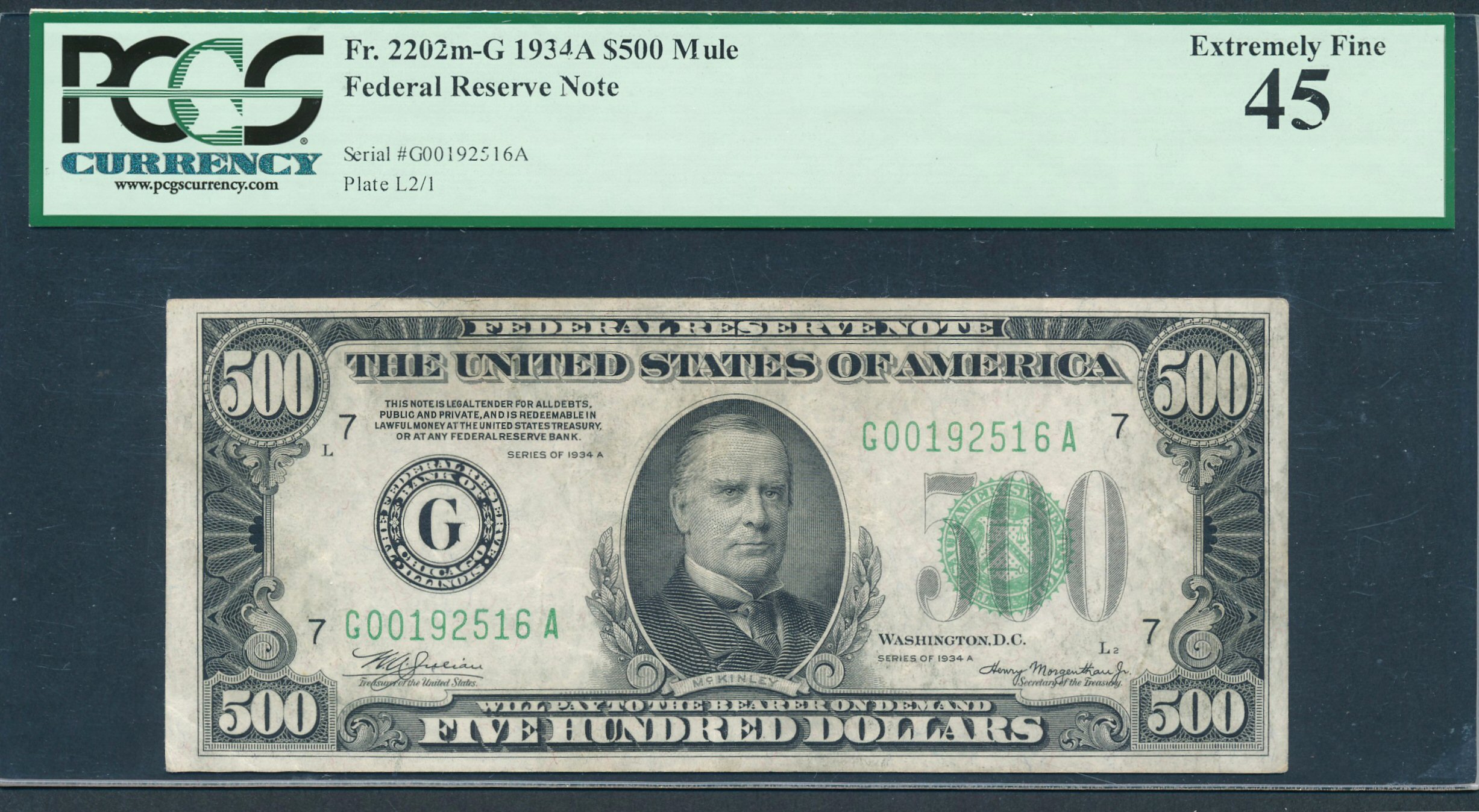 Fr. 2202-G 1934A 500 – Federal Reserve Note - Chicago