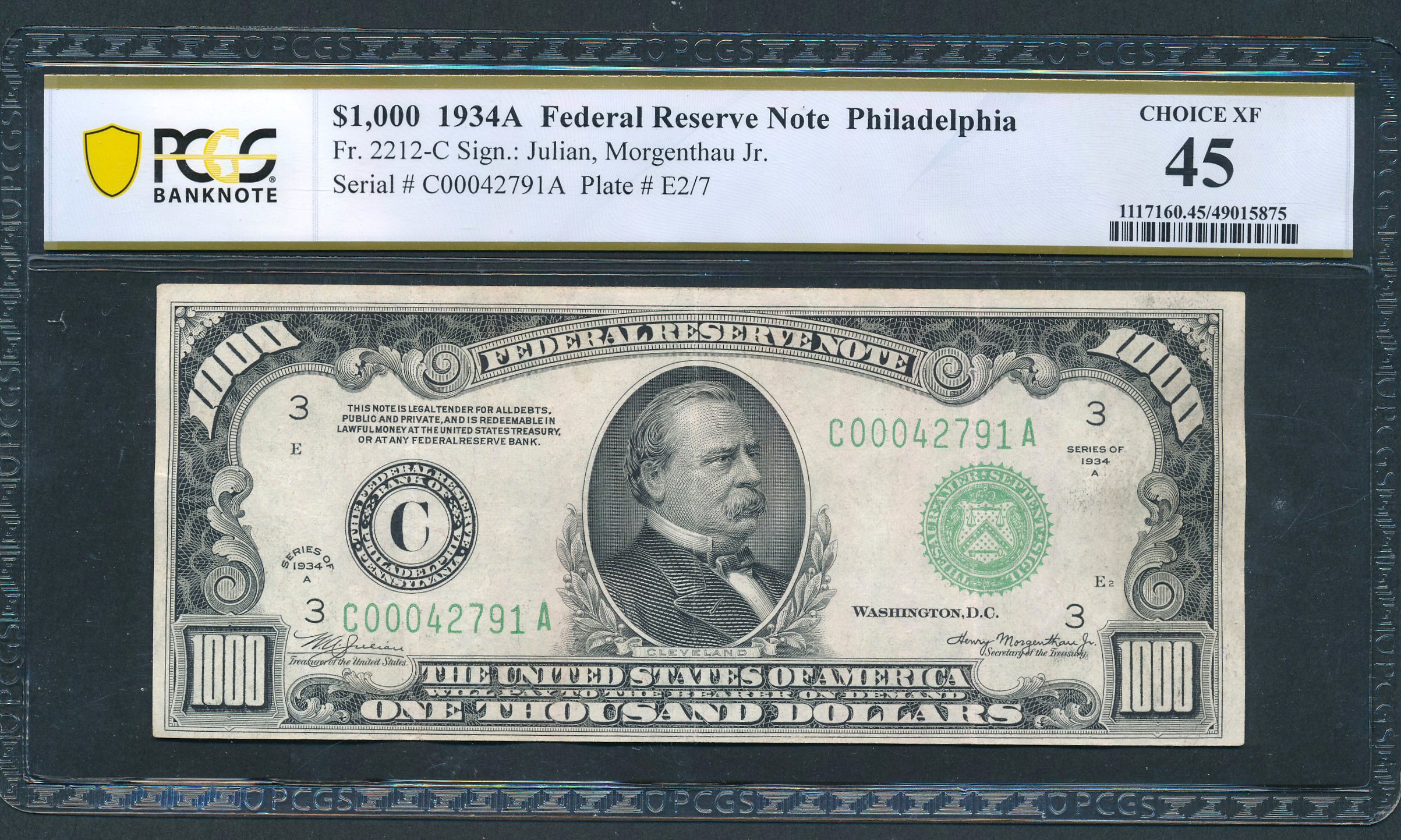 Fr. 2212-C 1934A 1000 – Federal Reserve Note - Philadelphia