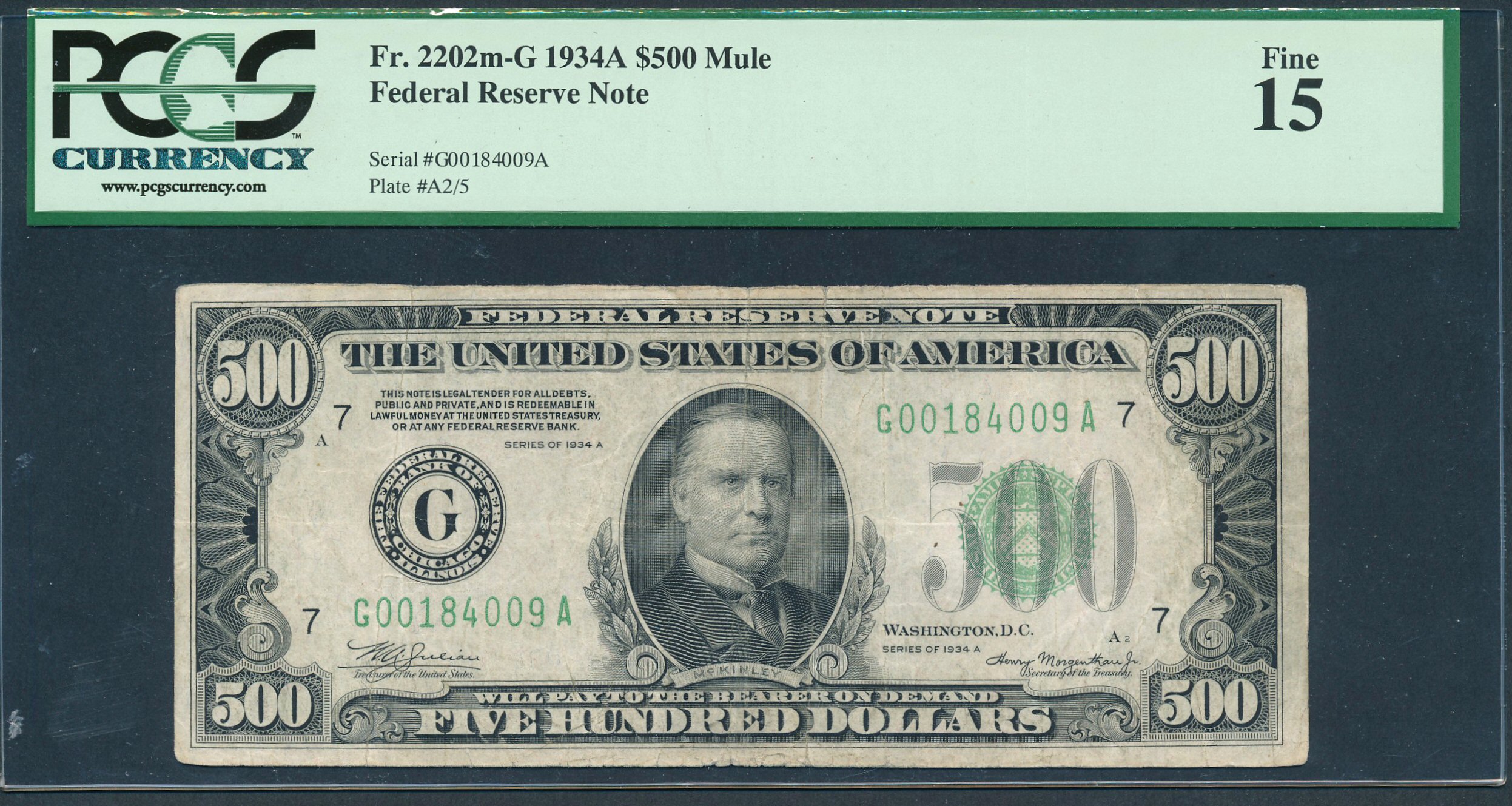 Fr. 2202-G 1934A 500 – Federal Reserve Note - Chicago