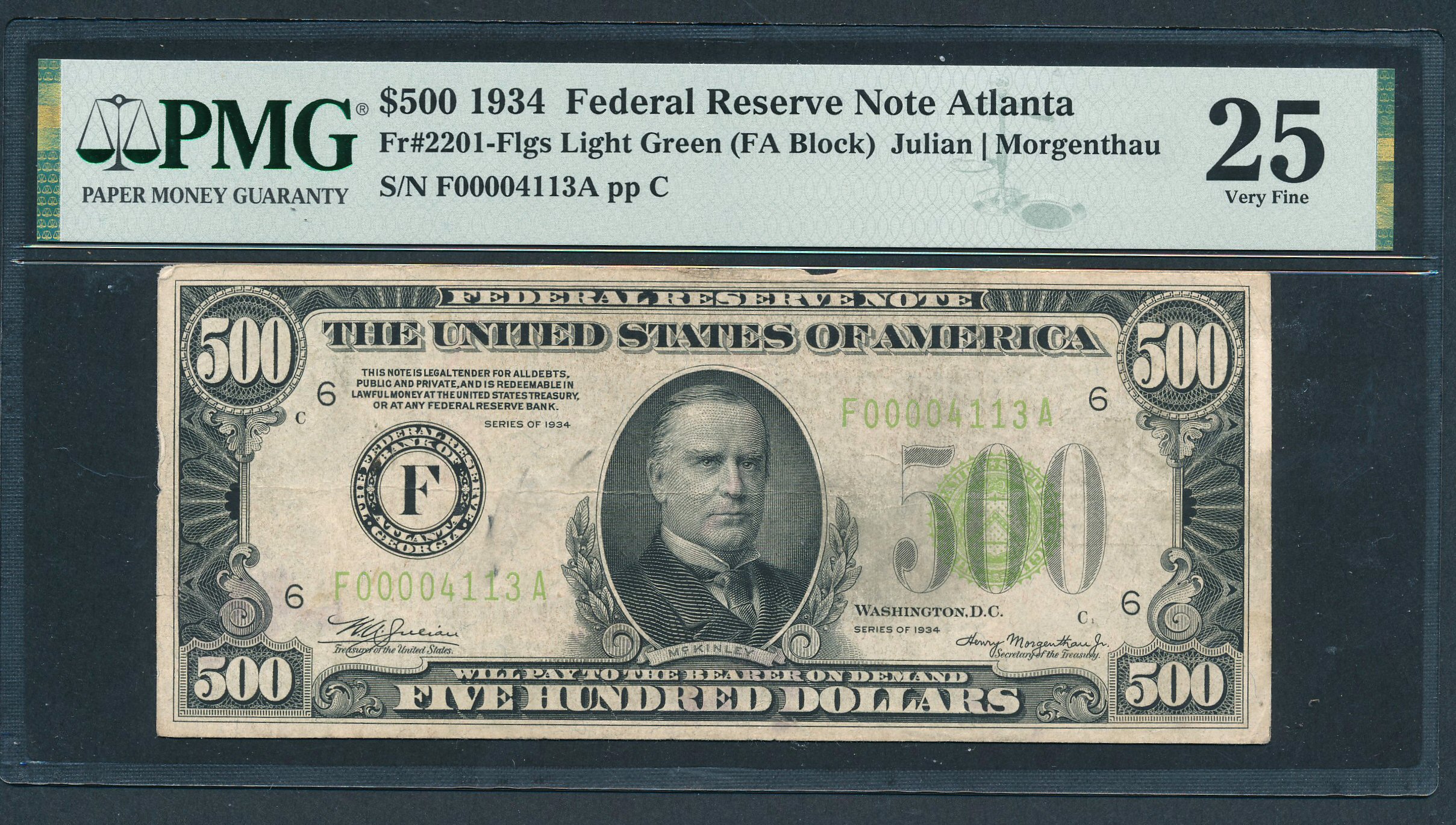 Fr. 2201-F 1934 500 – Federal Reserve Note - Atlanta