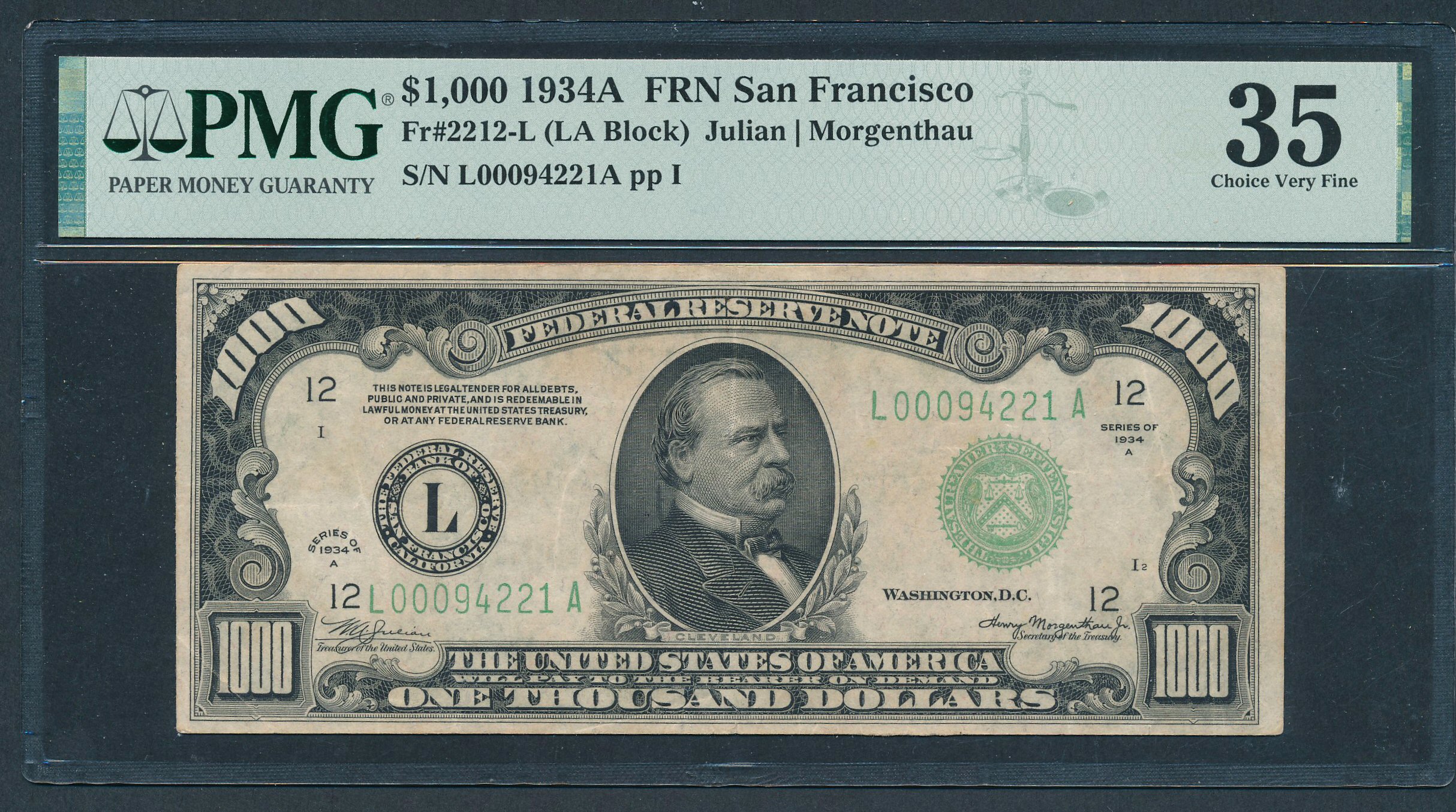 Fr. 2212-L 1934A 1000 – Federal Reserve Note - San Francisco