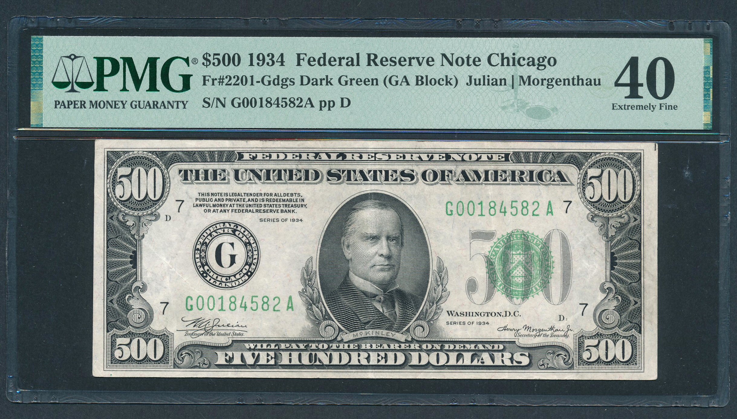 Fr. 2201-G 1934 500 – Federal Reserve Note - Chicago