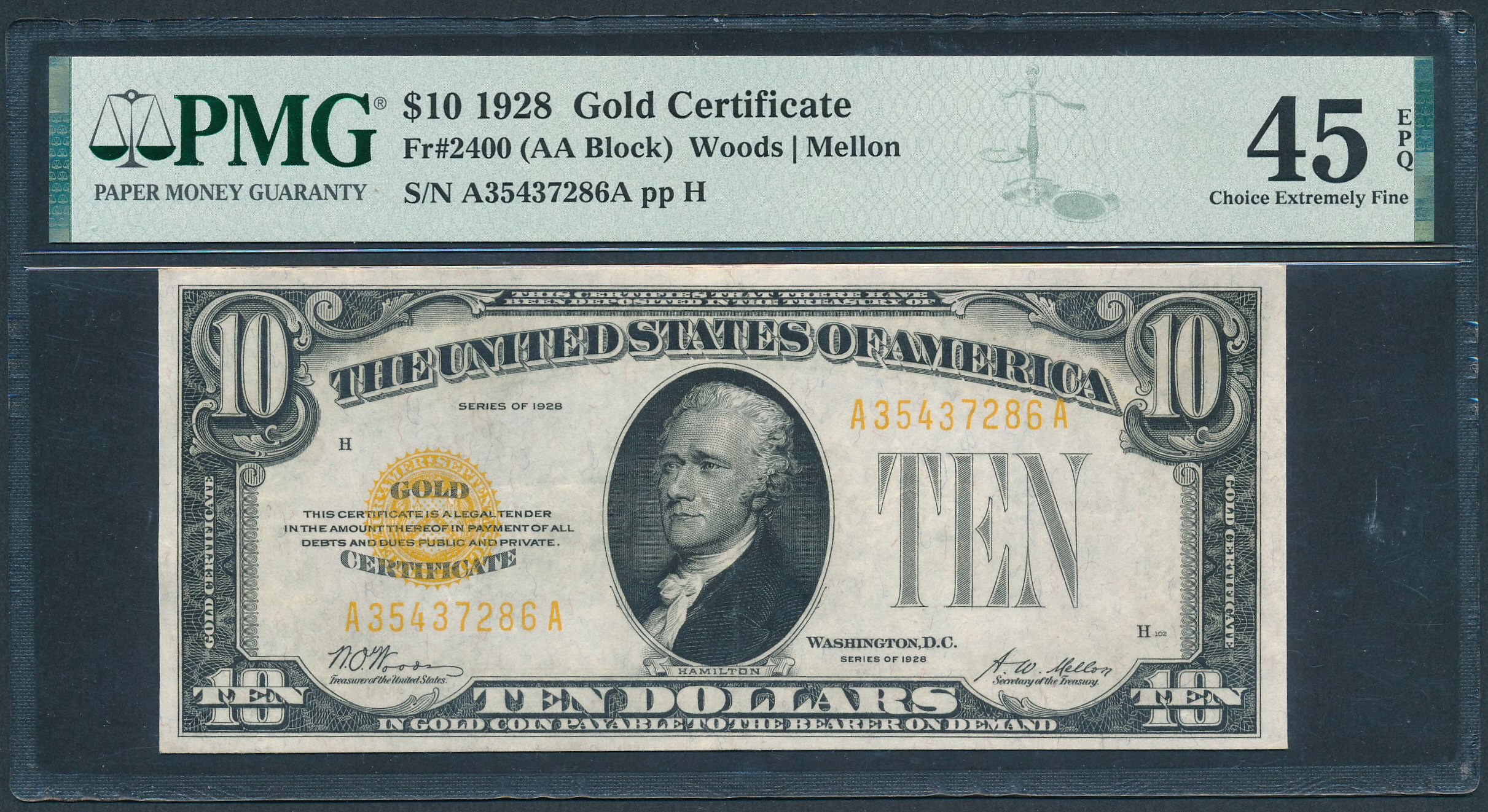 Fr. 2400 1928 10 – Gold Certificate
