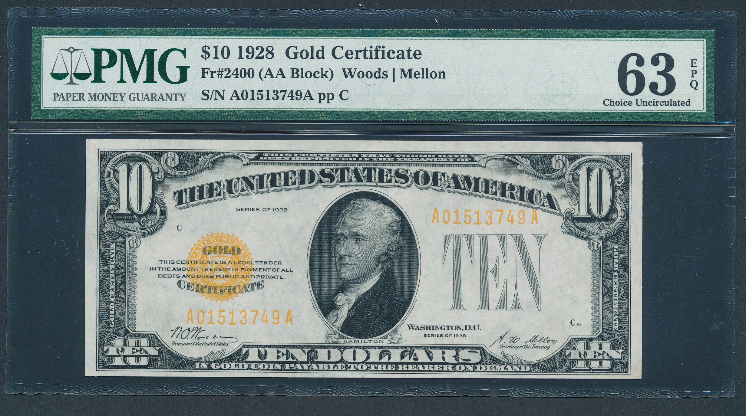 Fr. 2400 1928 10 – Gold Certificate