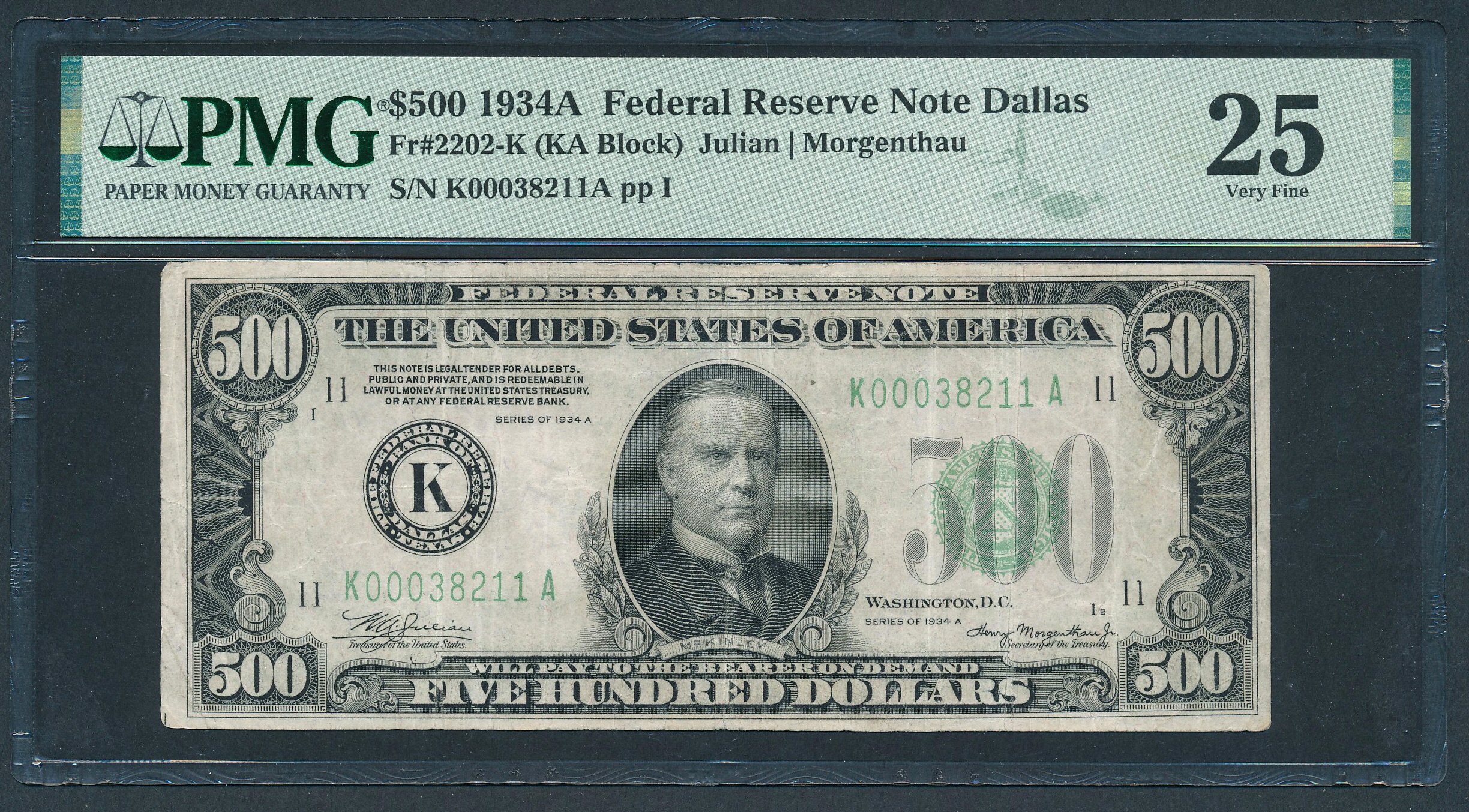 Fr. 2202-K 1934A 500 – Federal Reserve Note - Dallas