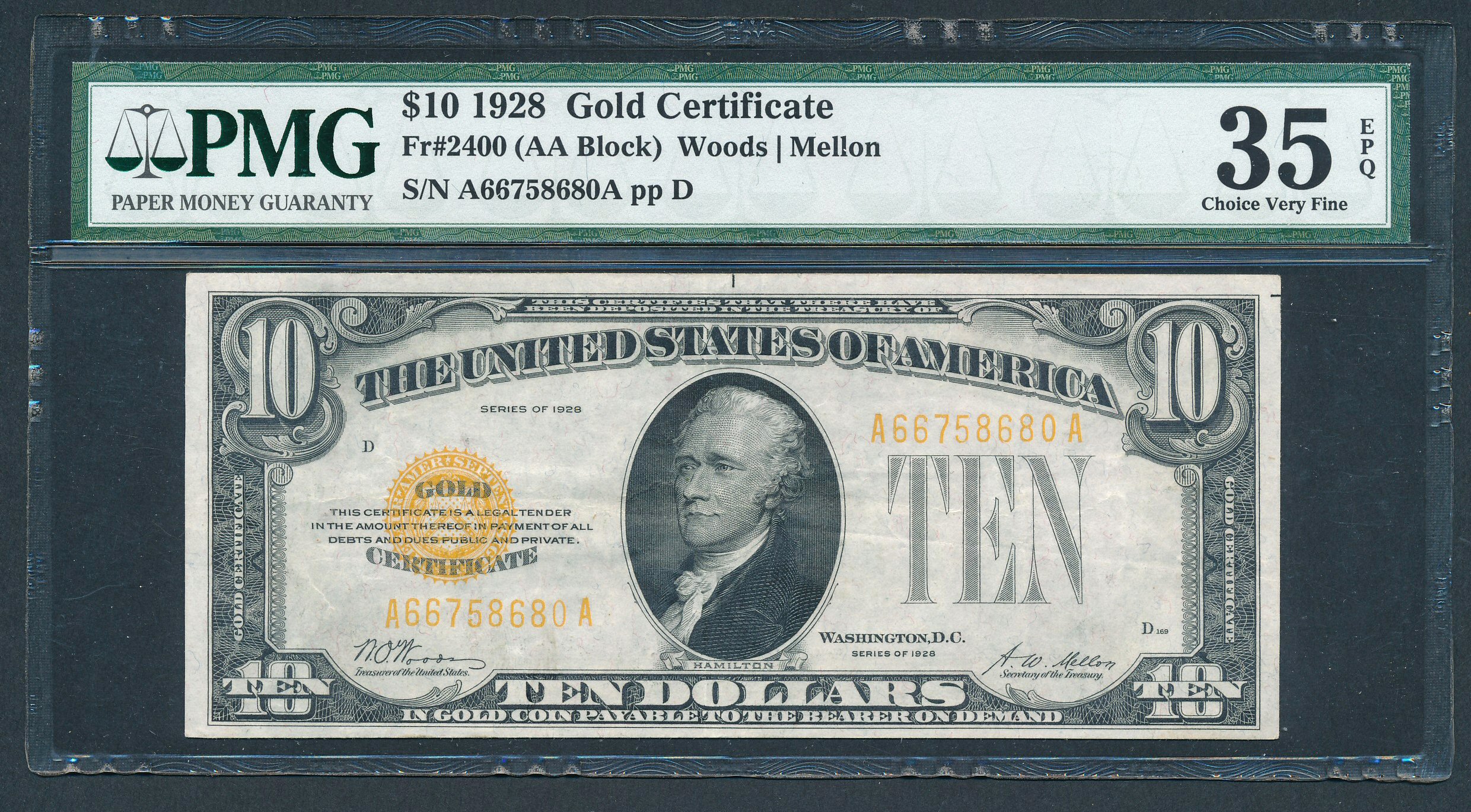 Fr. 2400 1928 10 – Gold Certificate