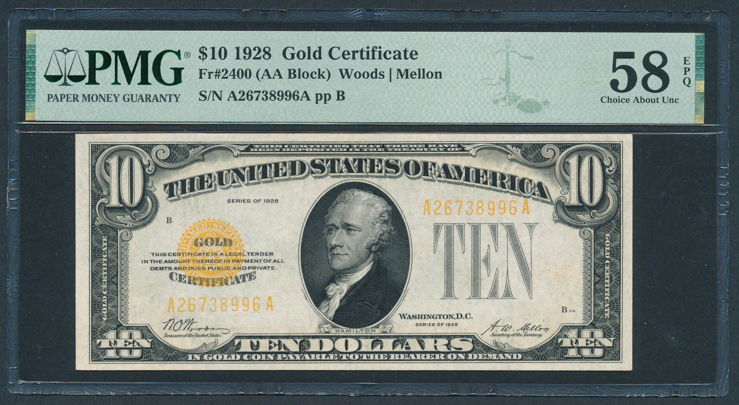 Fr. 2400 1928 10 – Gold Certificate