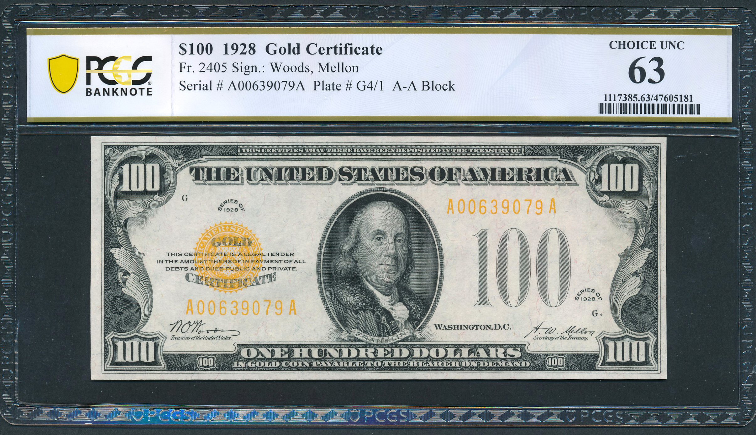 Fr. 2405 1928 100 – Gold Certificate