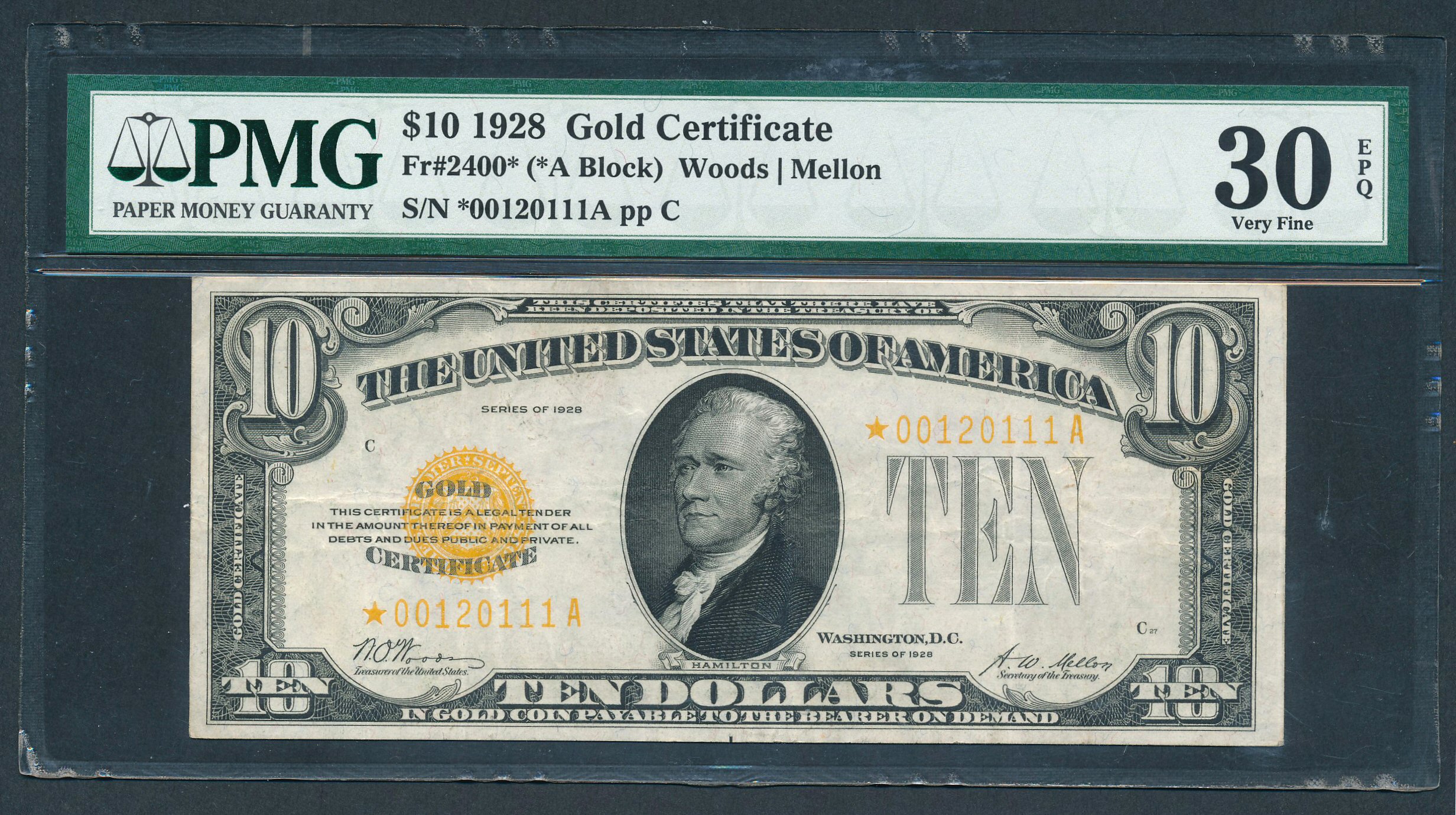 Fr. 2400 1928 10 – Gold Certificate